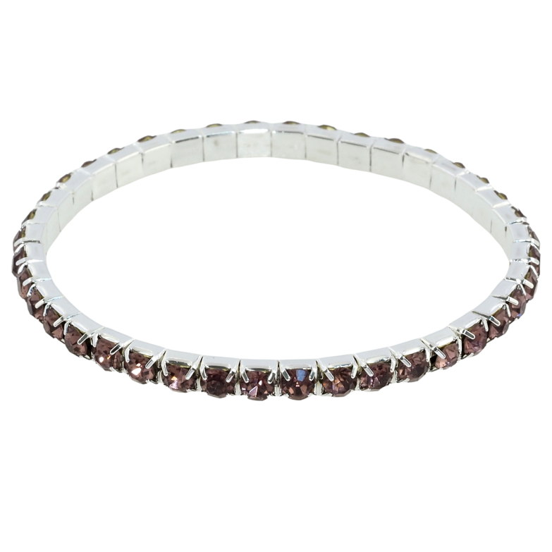 Браслет на гумці скло Доріжка світло-бордових кристалів розмір 15-22см х 4мм фото №10