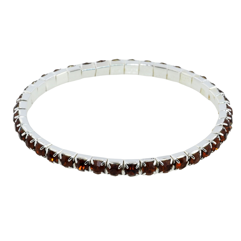 Браслет на резинке стекло Дорожка бордовых кристаллов размер 15-21см х 4мм фото №1