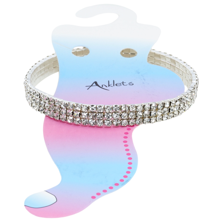 Браслет на ногу Доріжка кристалів у 3 ряди на гумці розмір 21-30см х 9мм фото №24 Браслет на ногу Доріжка кристалів у 3 ряди на гумці розмір 21-30см х 9мм фото №24