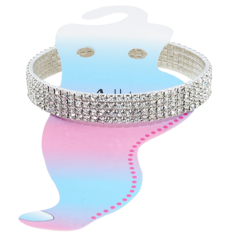 Браслет на ногу Доріжка кристалів у 4 ряди на гумці розмір 21-30см х 12мм фото №1