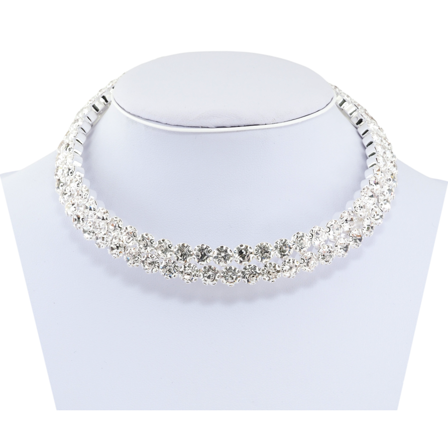 Кольє Доріжка страз в 2 ряди довжина 31см +10.5см дод.ланцюжок х 12мм фото №1