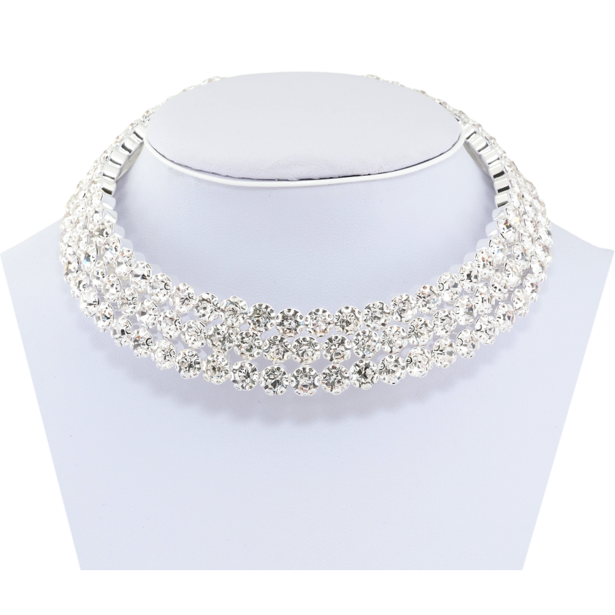 Кольє Доріжка страз в 3 ряди довжина 30.5см +10см дод.ланцюжок х 18мм фото №1