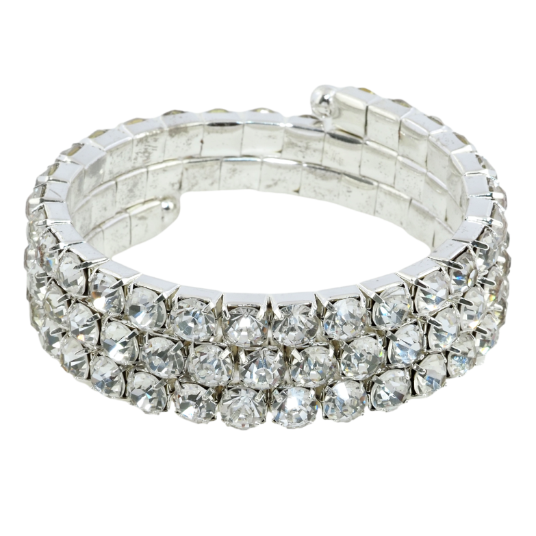 Браслет пружинка Дорожки великих страз у 3 ряди ø 5см; шир. 19мм, вільний розмір фото №1