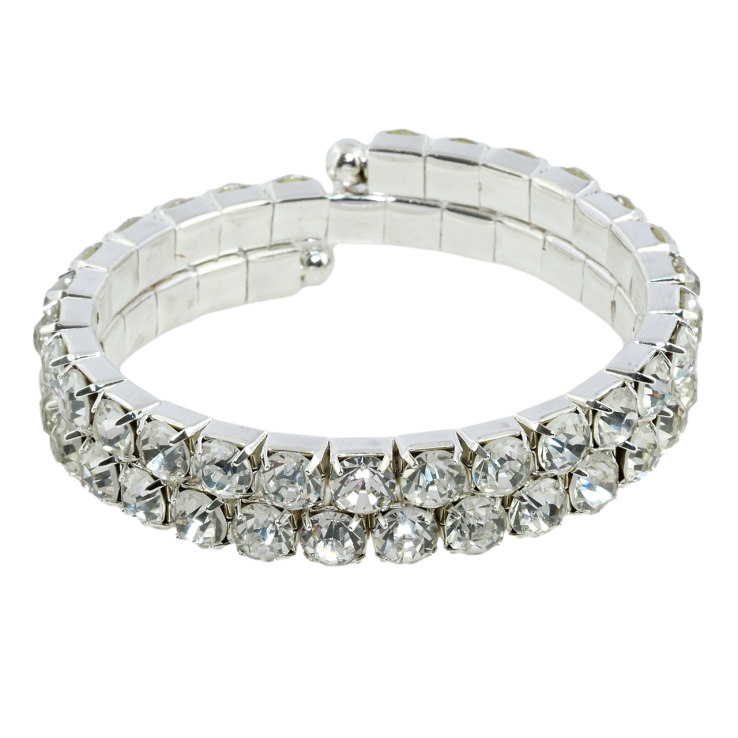 Браслет пружинка Дорожки крупных страз в 2 ряда ø 5см; шир. 12мм, свободный размер фото №24