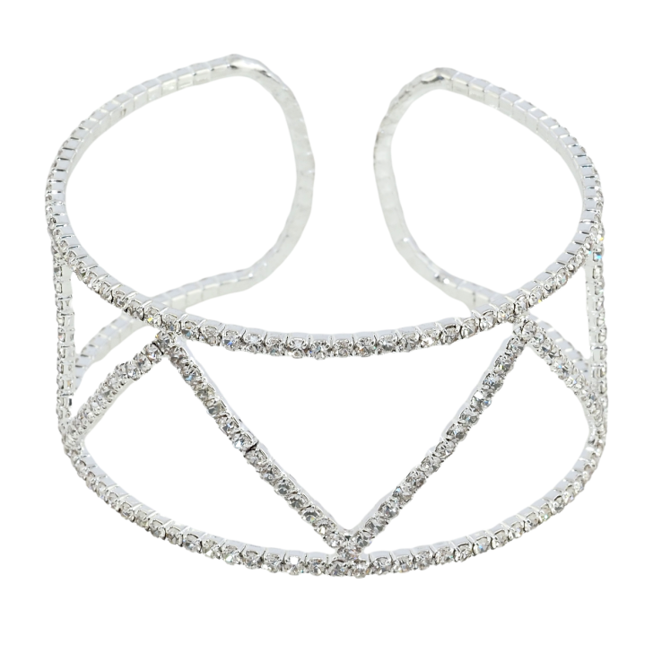 Браслет Широкий с орнаментом стразами шир. 34мм, свободный размер фото №15