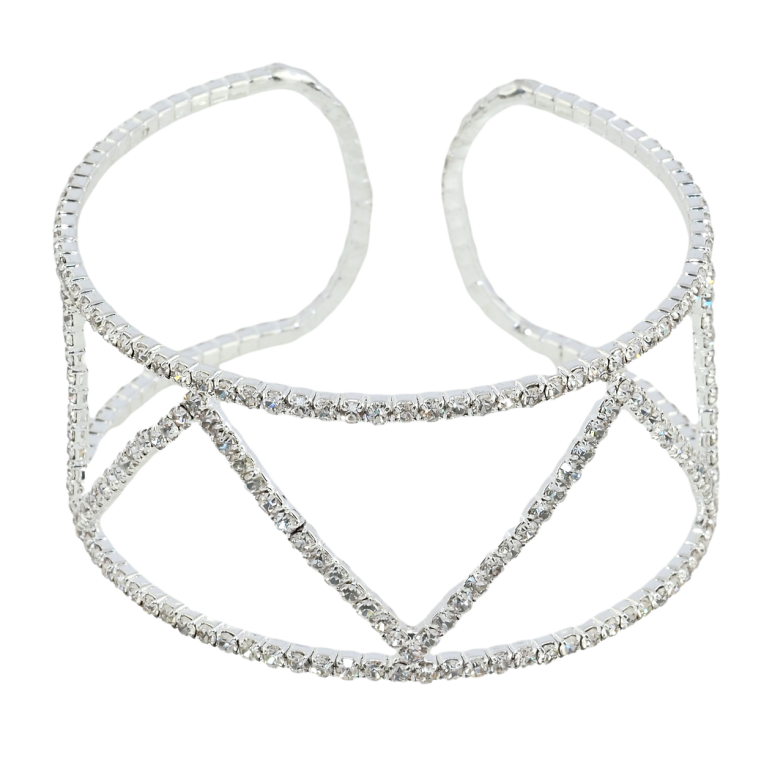 Браслет Широкий с орнаментом стразами шир. 34мм, свободный размер фото №1