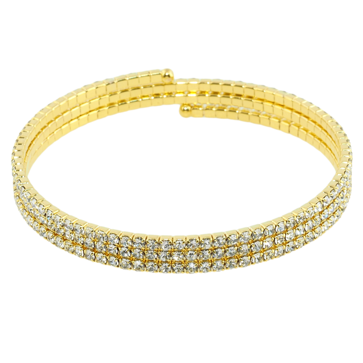 Браслет пружинка Тройная дорожка страз ø 5см; шир. 7мм, свободный размер фото №11