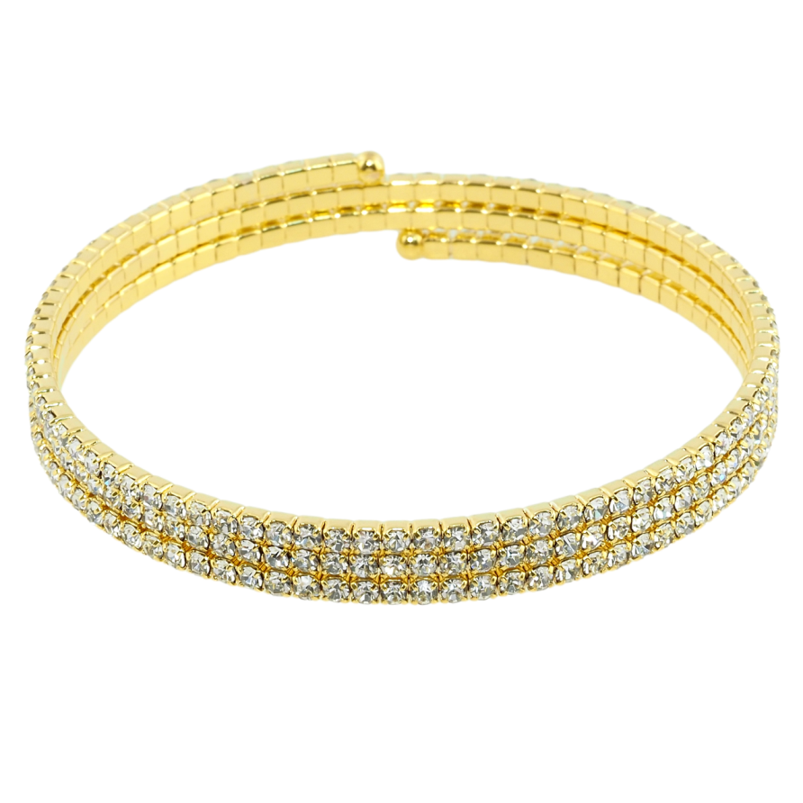 Браслет пружинка Тройная дорожка страз ø 5см; шир. 7мм, свободный размер фото №1