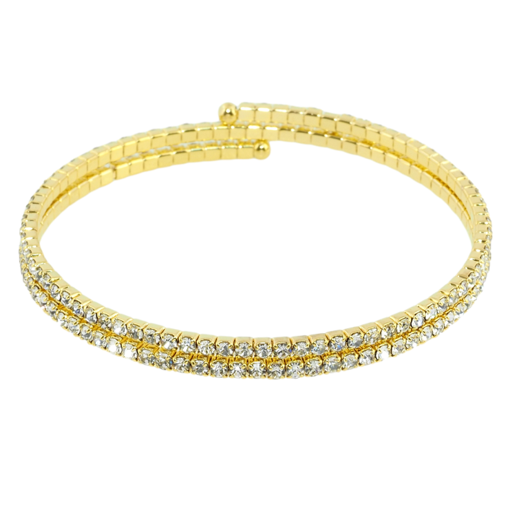 Браслет пружинка Двойная дорожка страз ø 5см; шир. 4мм, свободный размер фото №16