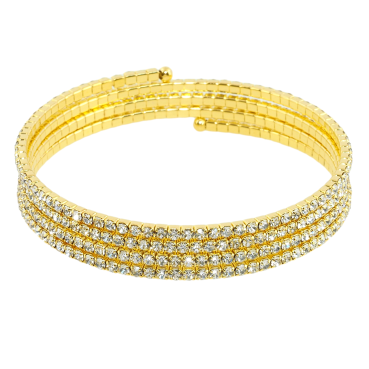 Браслет пружинка Дорожка страз в 4 ряда ø 5см; шир. 9мм, свободный размер фото №13