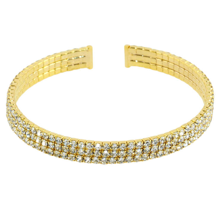 Браслет Дорожка страз в 3 ряда шир. 6мм, свободный размер фото №14