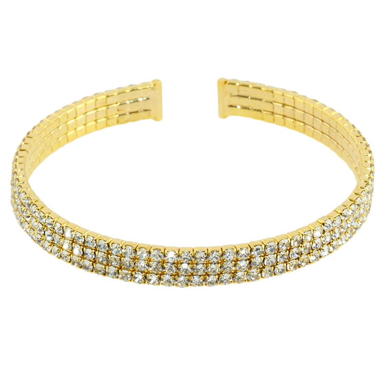 Браслет Дорожка страз в 3 ряда шир. 6мм, свободный размер фото №4