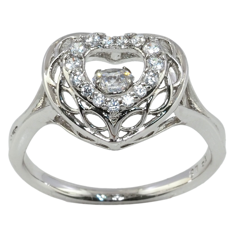 Каблучка Xuping Родій Серце з різьбленим візерунком і Танцюючим кристалом фото №1