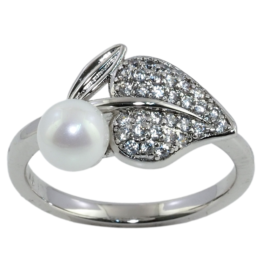 Каблучка Xuping Родій Листок з перлинною ягідкою фото №1