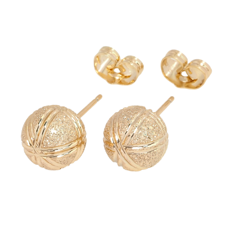 Сережки Xuping Позолота 18K пусети Кульки з шагренью і візерунком ø 10мм фото №4