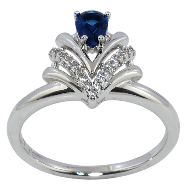 Кольцо Xuping Родий Феерия с синим кристаллом и цирконием фото №16