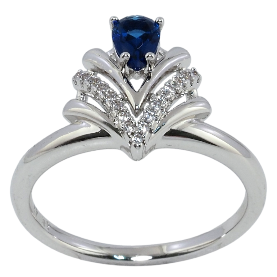 Каблучка Xuping Родій Феєрія з синім кристалом та цирконієм фото №1