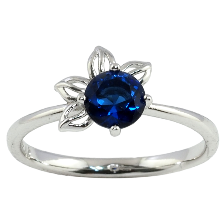 Каблучка Xuping Родій Квіточка з синім кристалом фото №25