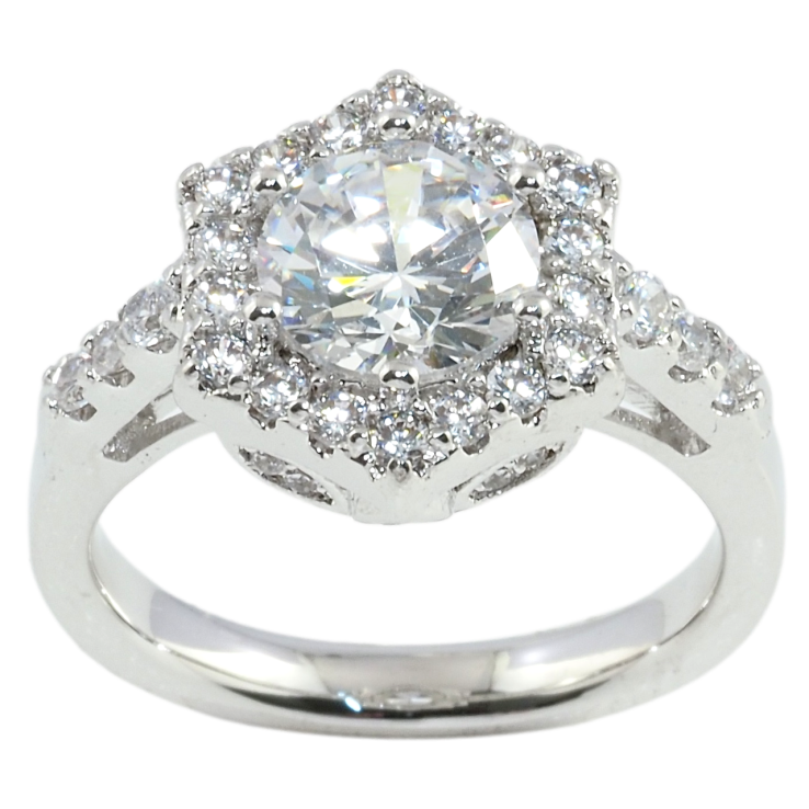 Каблучка Xuping Родій Шестигранник Інкрустація Цирконій Вставка Круглий Кристал фото №17