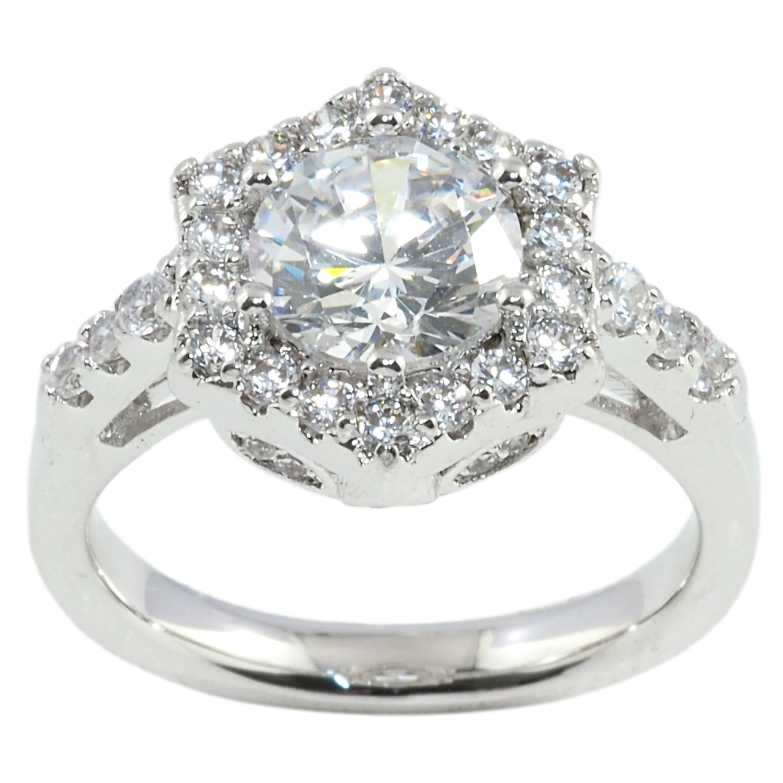 Каблучка Xuping Родій Шестигранник Інкрустація Цирконій Вставка Круглий Кристал фото №1