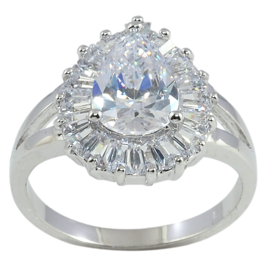 Каблучка Xuping Родій Вставка Кристал Крапля з Окантовкою фото №1