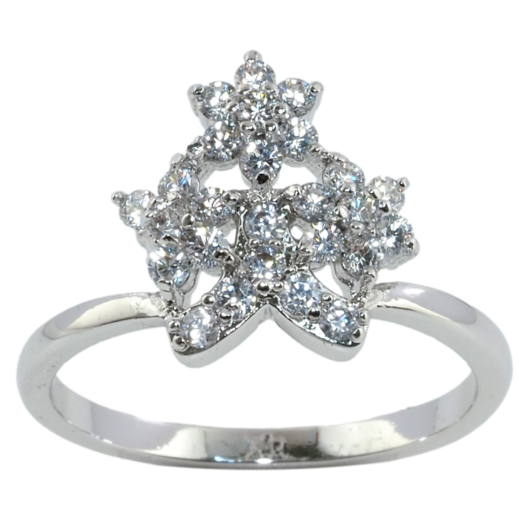 Кольцо Xuping Родий Цветочное Трио фото №18