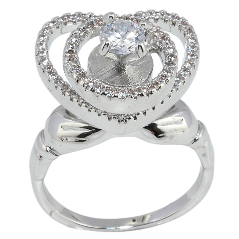 Кольцо Xuping Родий Крутящееся Сердце Круг и Вставка Кристалл фото №1