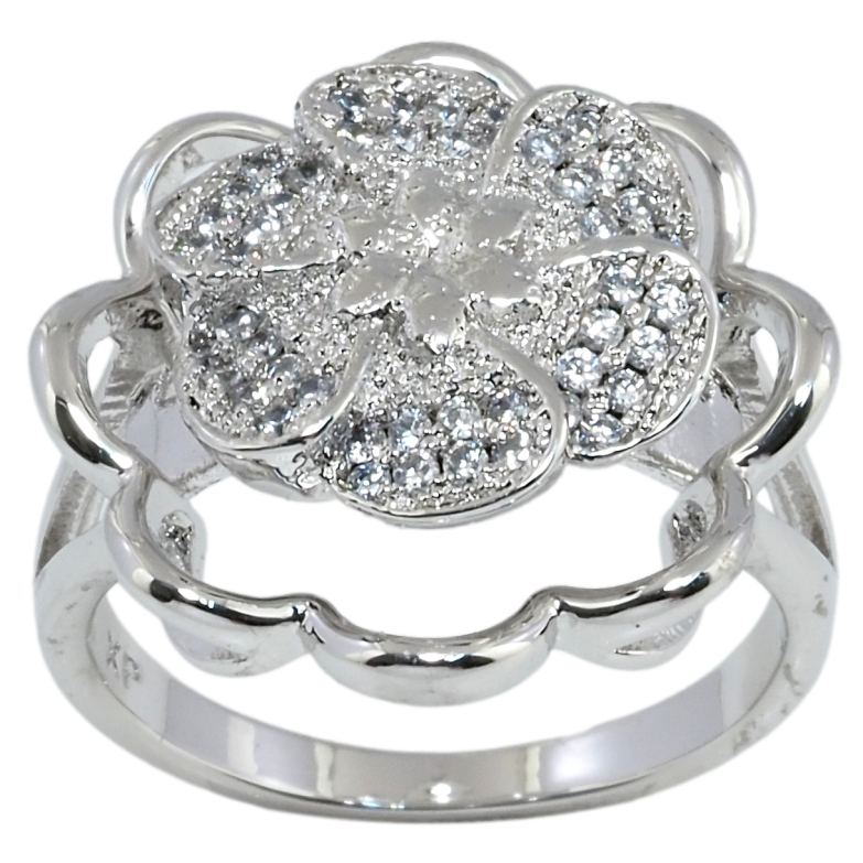 Кольцо Xuping Родий Крутящийся Цветок фото №1