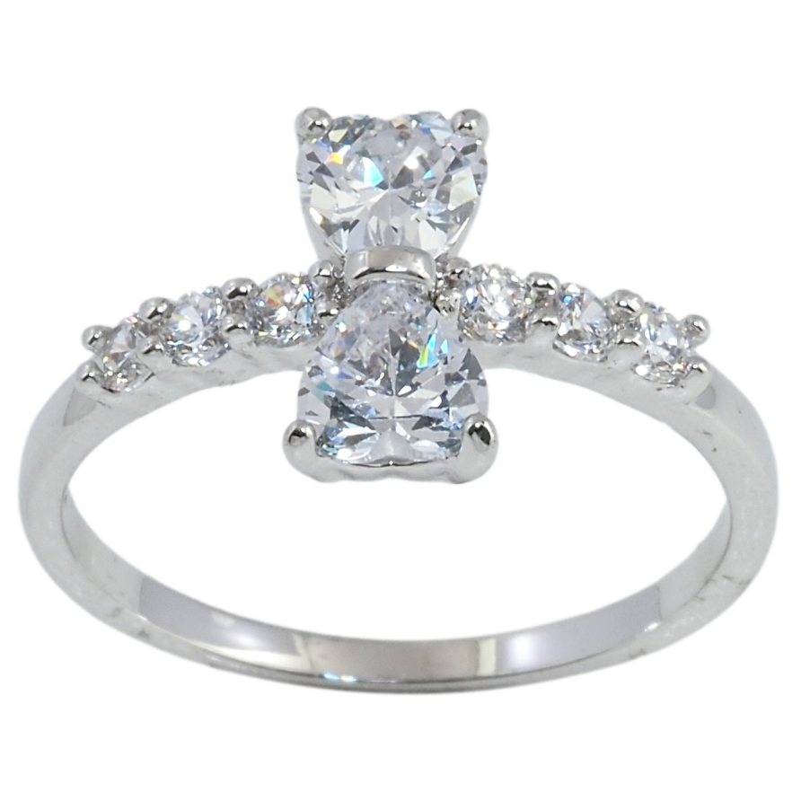 Кільце Xuping Родій Доріжка цирконію з кристальним бантом фото №1