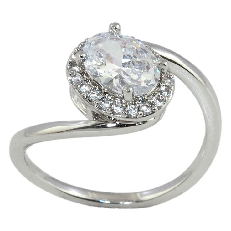 Каблучка Xuping Родій Кристал в обрамленні цирконію фото №12