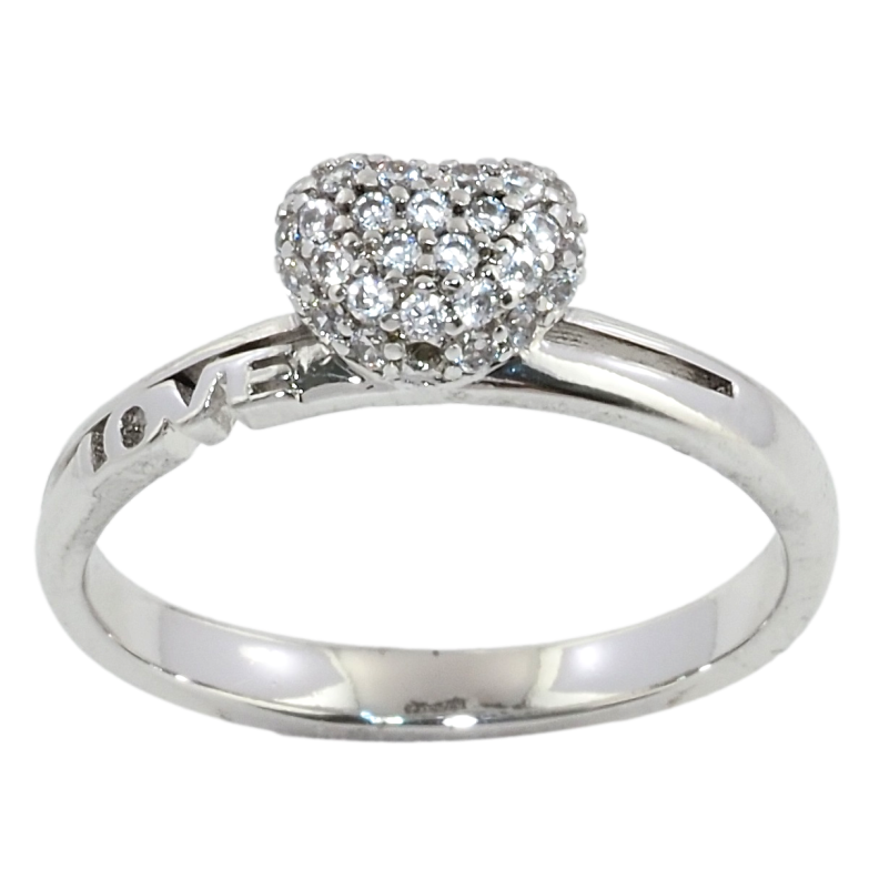 Каблучка Xuping Родій Об'ємне серце з цирконієм фото №1