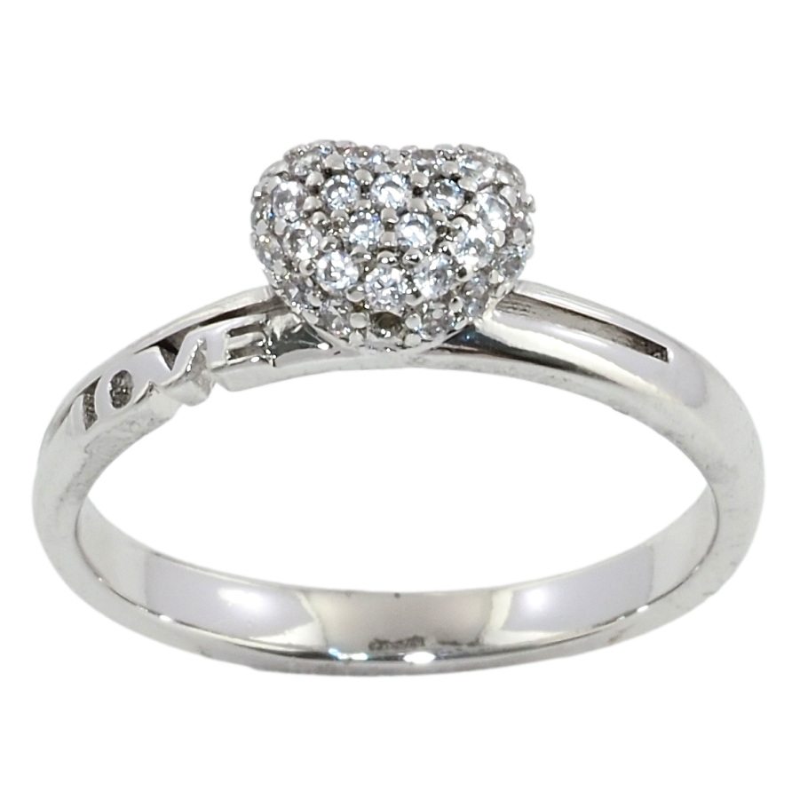 Каблучка Xuping Родій Об'ємне серце з цирконієм фото №1