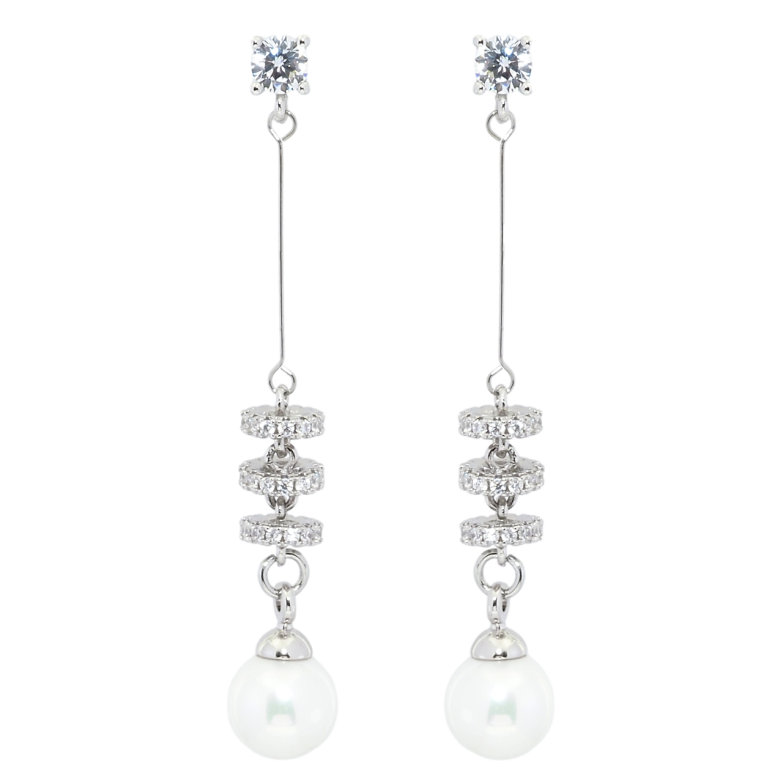 Сережки Xuping Родій пусети Декоративні підвіски з перлинами фото №1