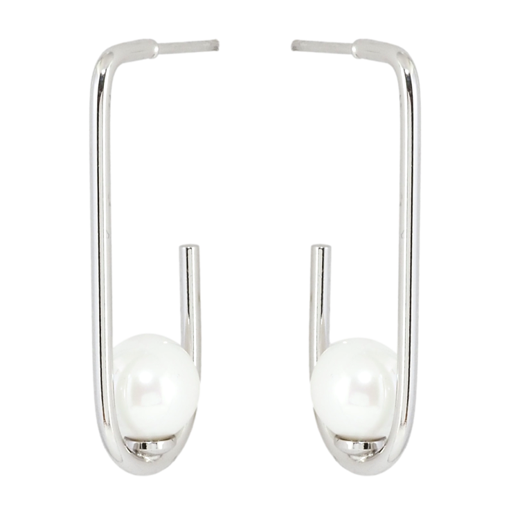 Серьги Xuping Родий пусеты Петельки с жемчужинами фото №21