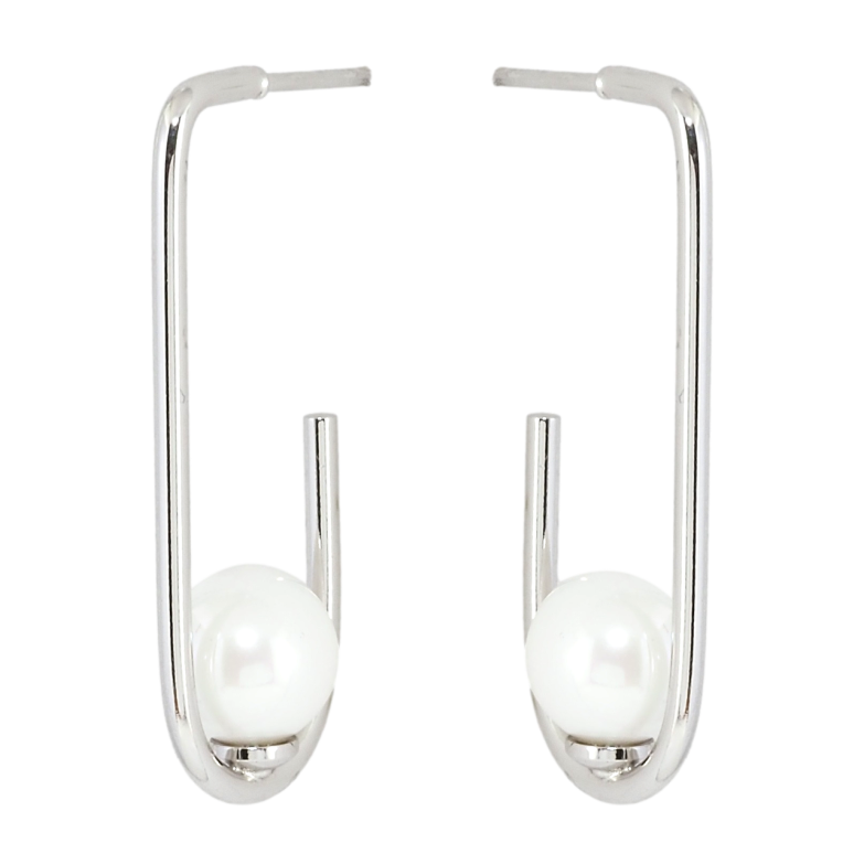 Сережки Xuping Родій пусети Петельки з перлинами фото №1