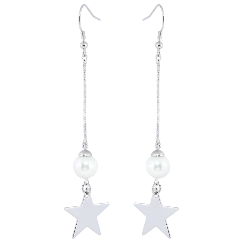 Серьги Xuping Родий французский замок Подвески с жемчужинами и звездочками фото №22
