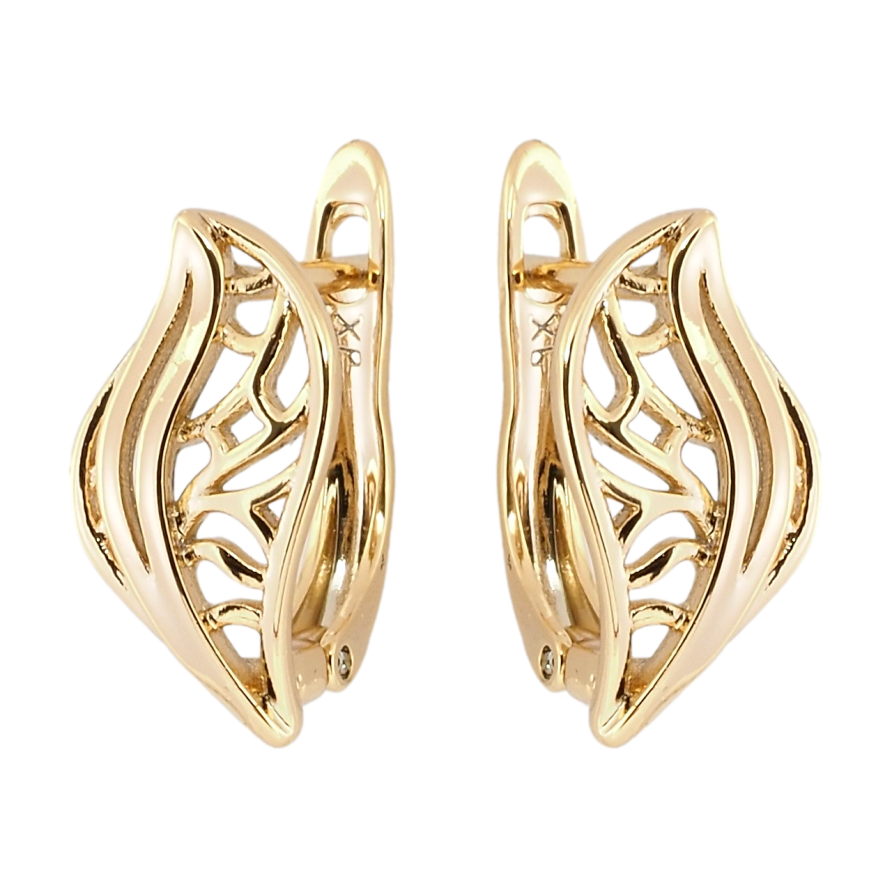 Сережки Xuping Позолота 18K англійський замок Різьблені листочки фото №1