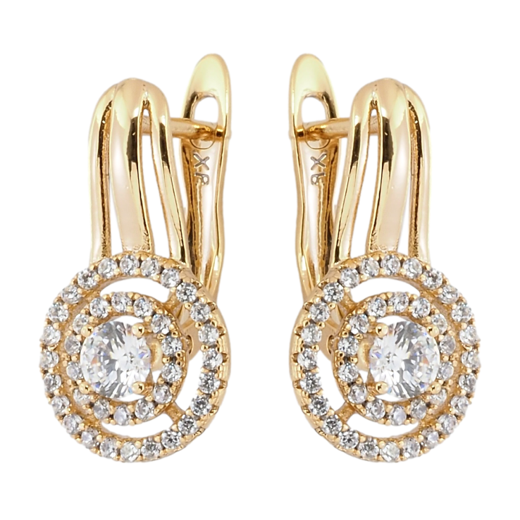 Сережки Xuping Позолота 18K англійський замок Кола з цирконієм фото №6