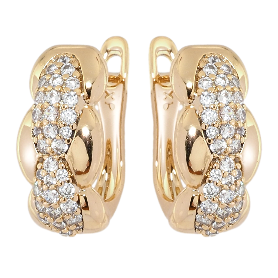 Сережки Xuping Позолота 18K англійський замок Декоративний візерунок з цирконієм фото №1