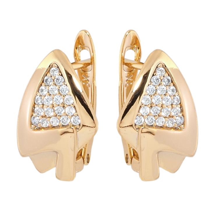 Серьги Xuping Позолота 18K английский замок Треугольники с цирконием фото №17