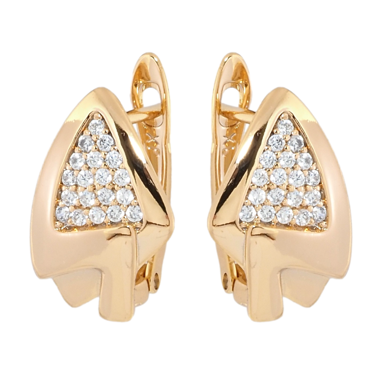 Сережки Xuping Позолота 18K англійський замок Трикутники з цирконієм фото №4