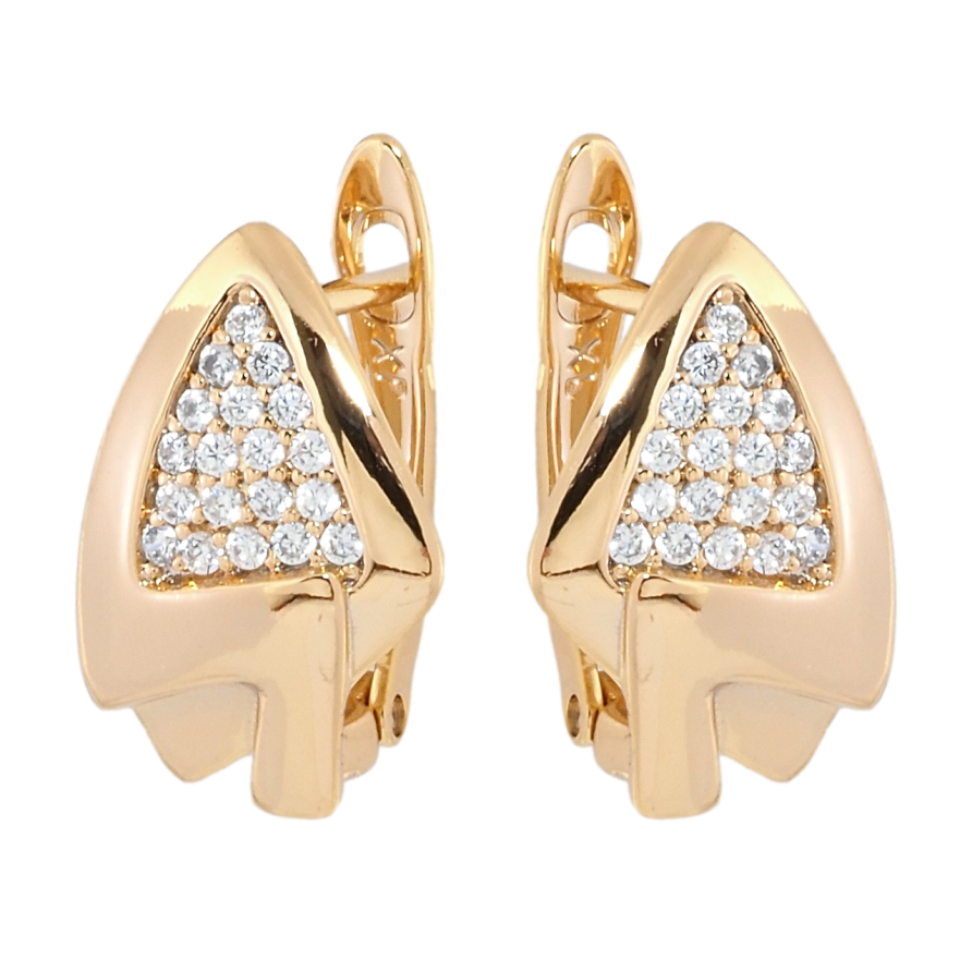 Серьги Xuping Позолота 18K английский замок Треугольники с цирконием фото №1