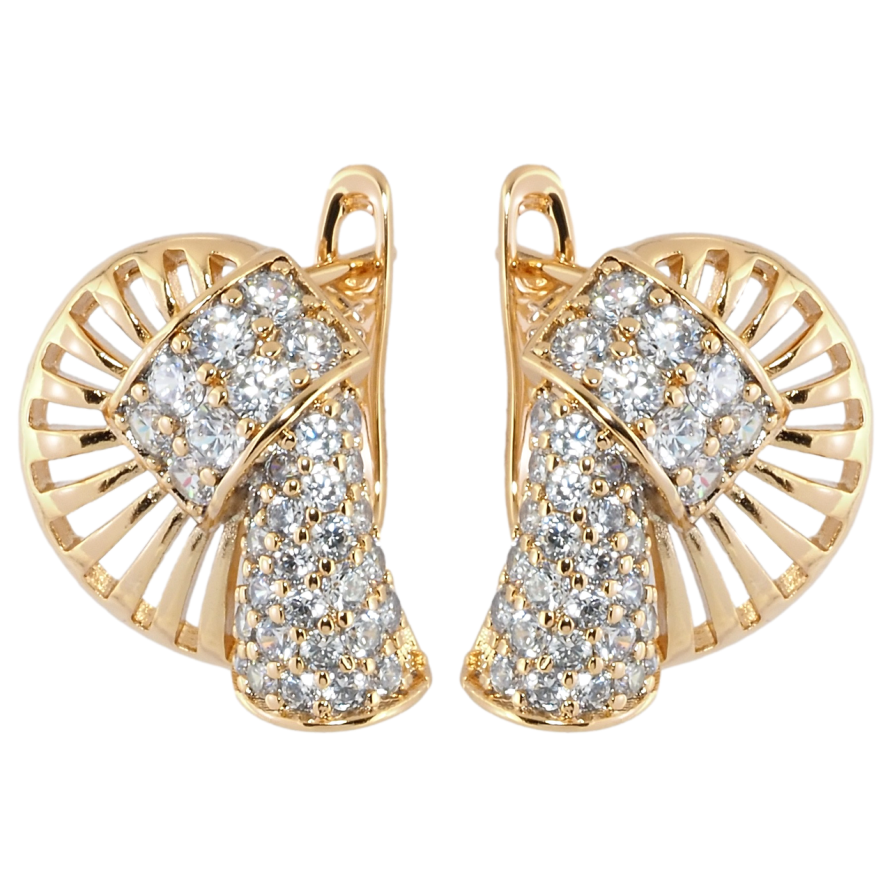 Сережки Xuping Позолота 18K англійський замок Декоративний орнамент з цирконієм фото №1