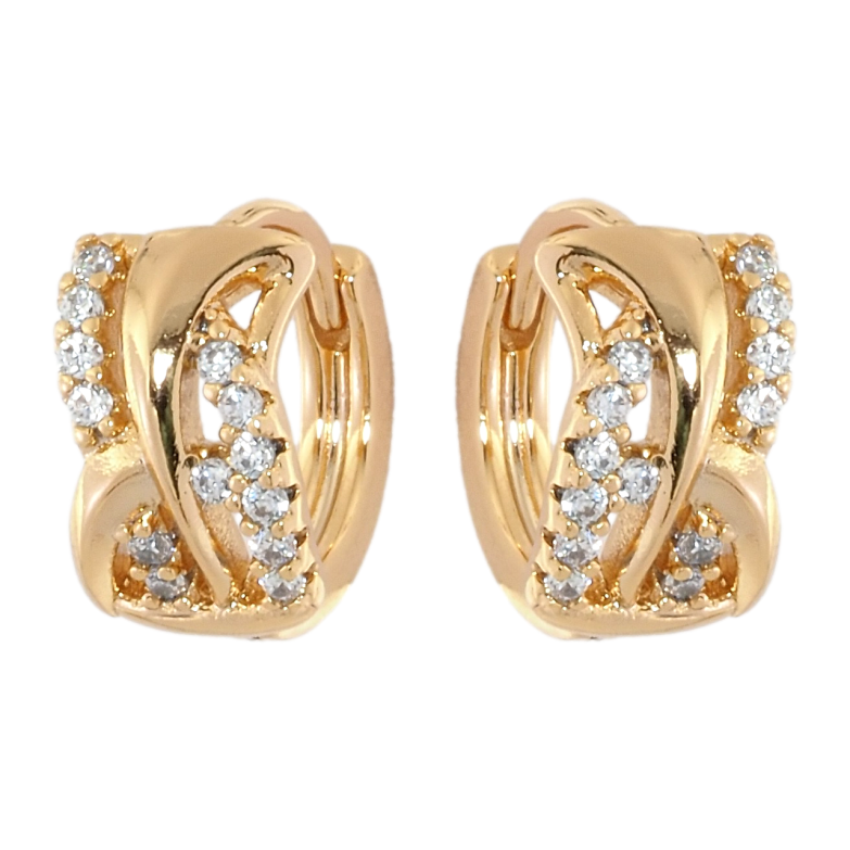 Сережки Xuping Позолота 18K колечка Декоративний візерунок з цирконієм фото №1