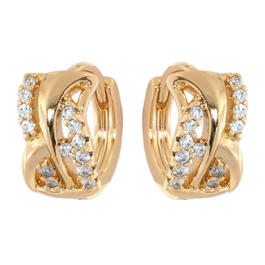 Сережки Xuping Позолота 18K колечка Декоративний візерунок з цирконієм фото №1