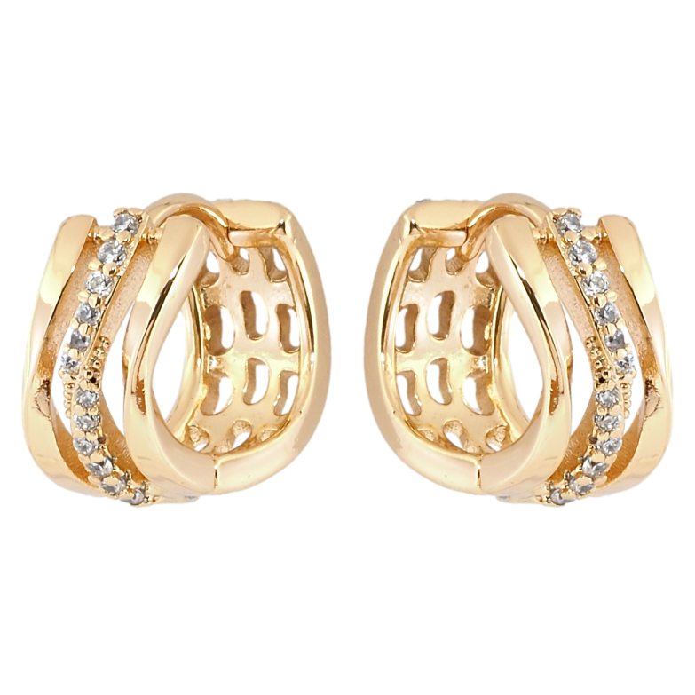 Сережки Xuping Позолота 18K колечка Декоративний візерунок з цирконієм фото №1