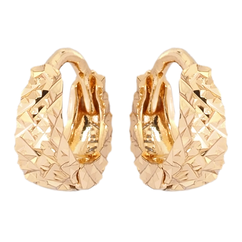 Сережки дитячі Xuping Позолота 18K колечки Декоративний візерунок насічками фото №1