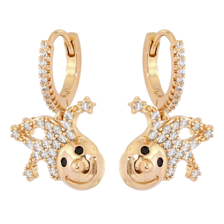 Сережки Xuping Позолота 18K підвіски на колечках Блазень фото №12