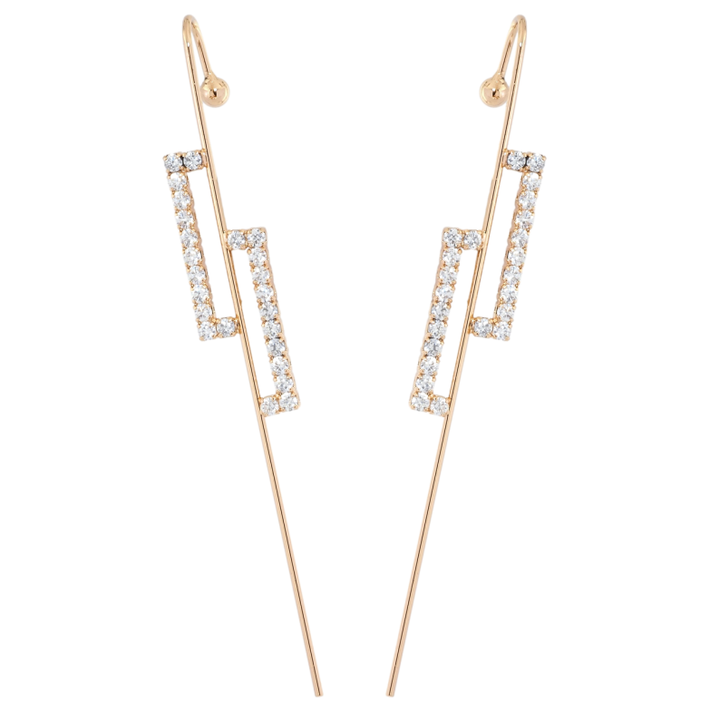 Сережки Xuping Позолота 18K кафа-голка Геометричний візерунок з цирконієм фото №2 Сережки Xuping Позолота 18K кафа-голка Геометричний візерунок з цирконієм фото №2
