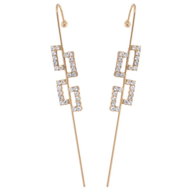 Серьги Xuping Позолота 18K каффа-игла Геометрический узор с цирконием фото №2 Серьги Xuping Позолота 18K каффа-игла Геометрический узор с цирконием фото №2